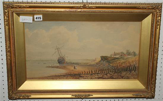 Charles Wood, watercolour, Coastal scene